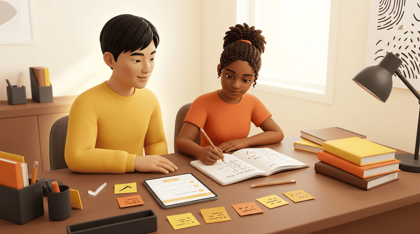 Kai the AI homework helper quizzing a student before an exam